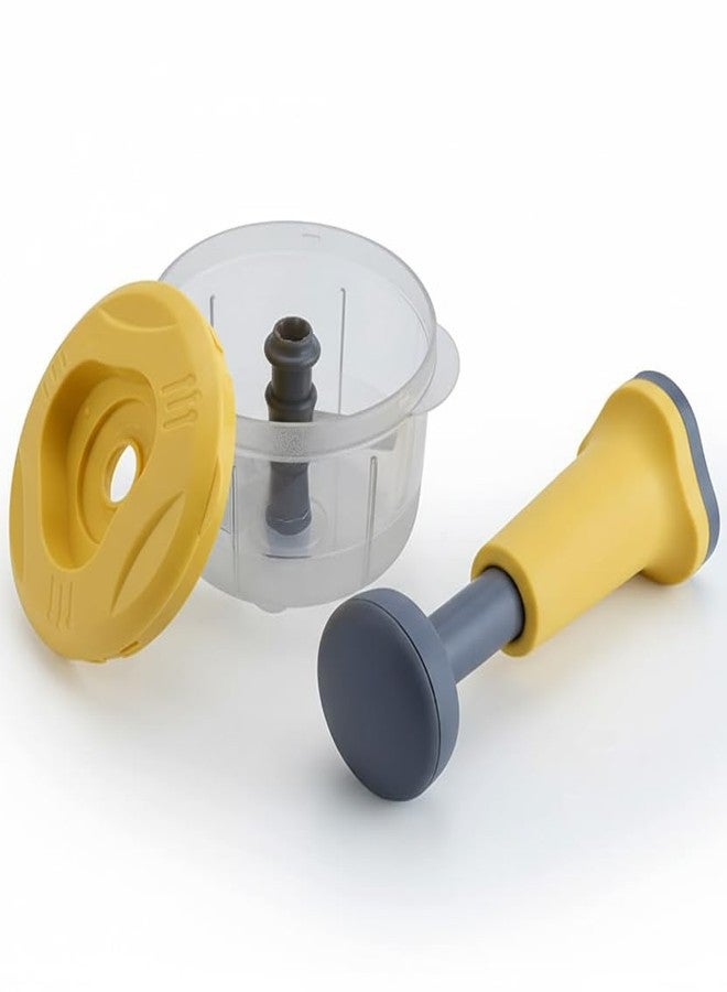 KBS Food Chopper Steel Manual Hand-Press Vegetable Chopper Mixer Cutter to Cut Onion, Salad, Tomato, Potato (Pack of 1-Yellow) - Image 3